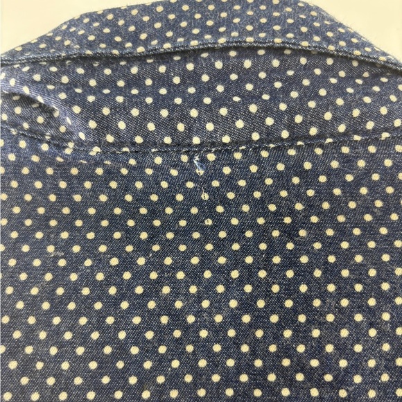 7 For All Mankind Navy Polkadot Button Up Shirt with Pearl Buttons - Picture 6 of 9